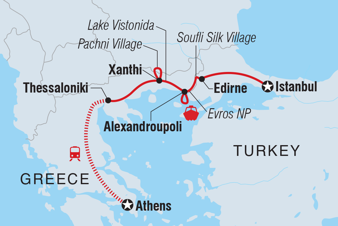 Map of Greece & Turkey Adventure: Athens To Istanbul including Greece and Turkey
