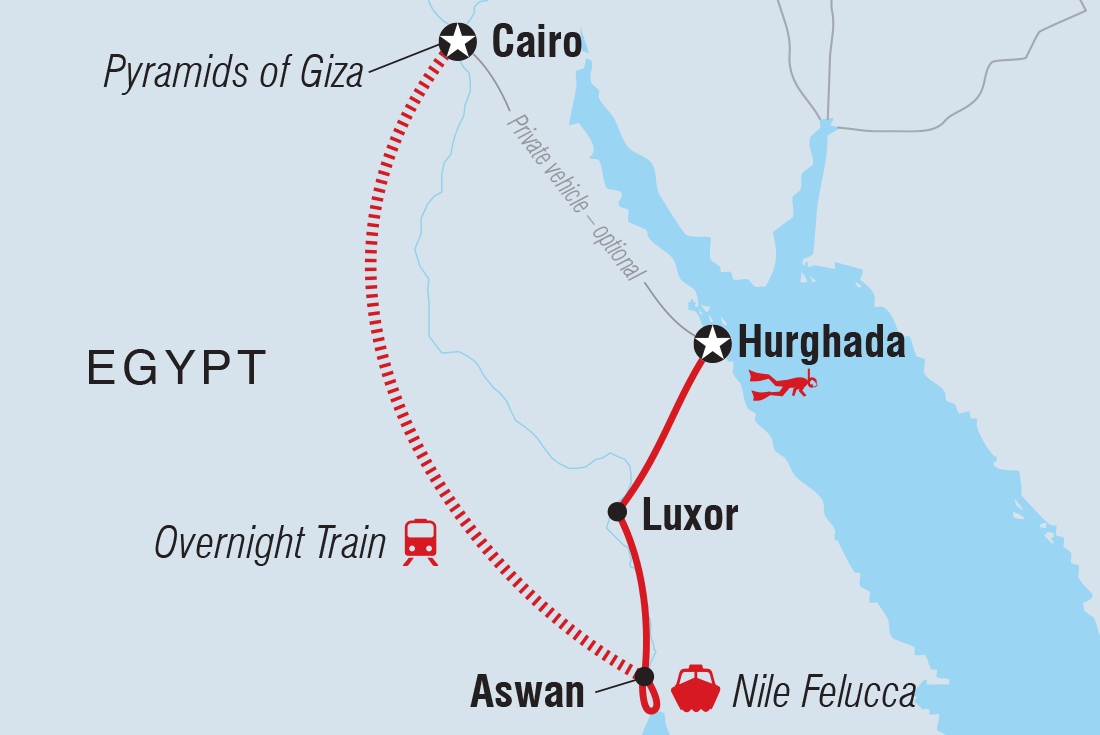 Map of Egypt Family Holiday including Egypt