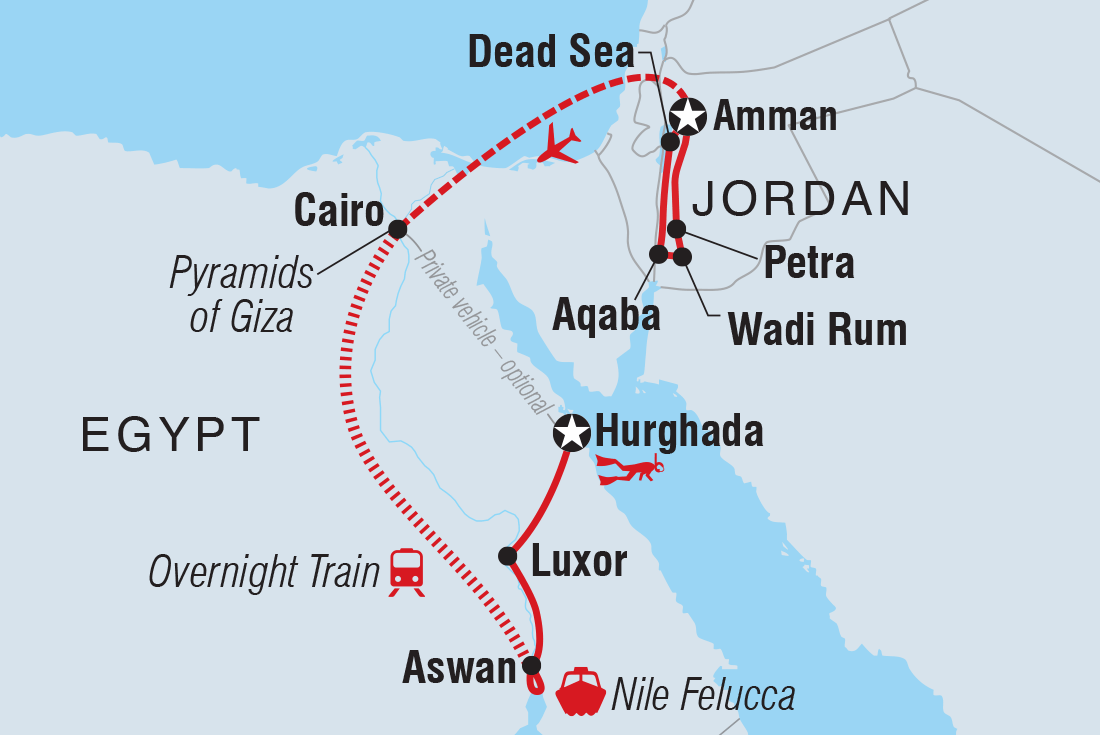 Map of Egypt And Jordan Family Holiday including Egypt and Jordan