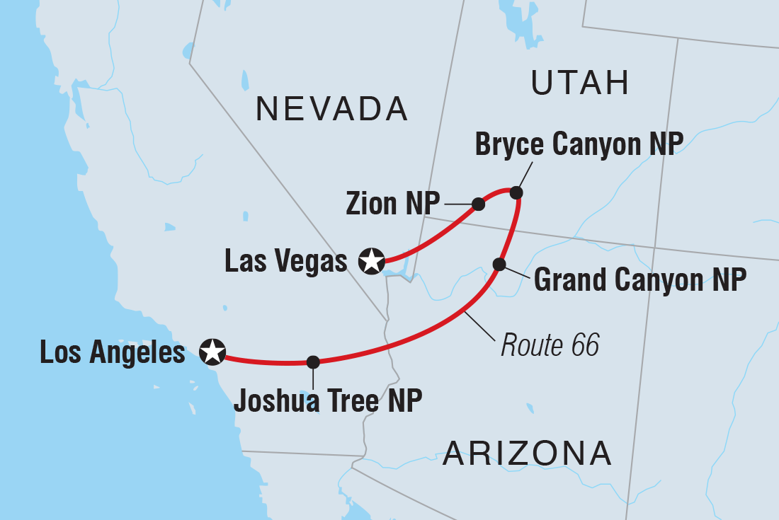 Map of One Week From Vegas To LA including United States Of America