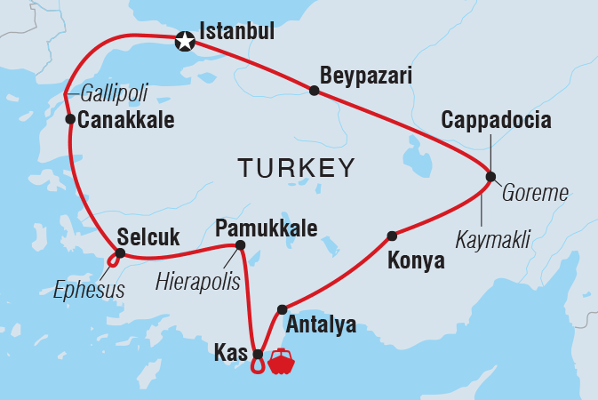 Map of Turkey Encompassed including Turkey
