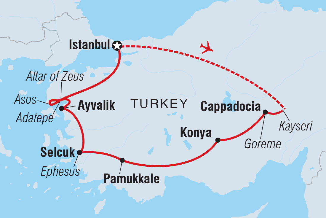 Map of Turkey: Women's Expedition including Turkey