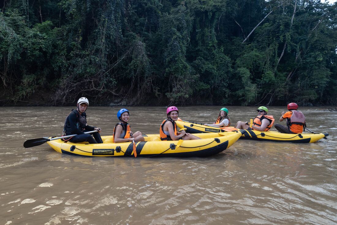 Kayaking on the way back from a stay with hilltribes in the Thailand countryside