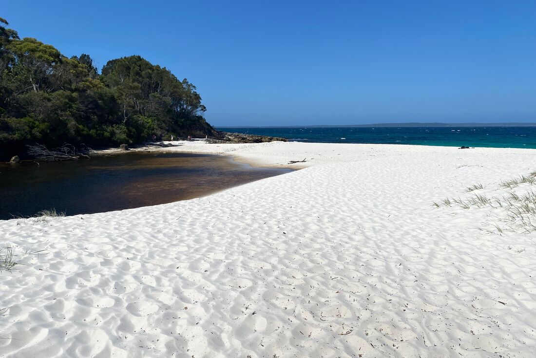 White Sands Beach on a clear blue sky day at Jervis Bay, Australia