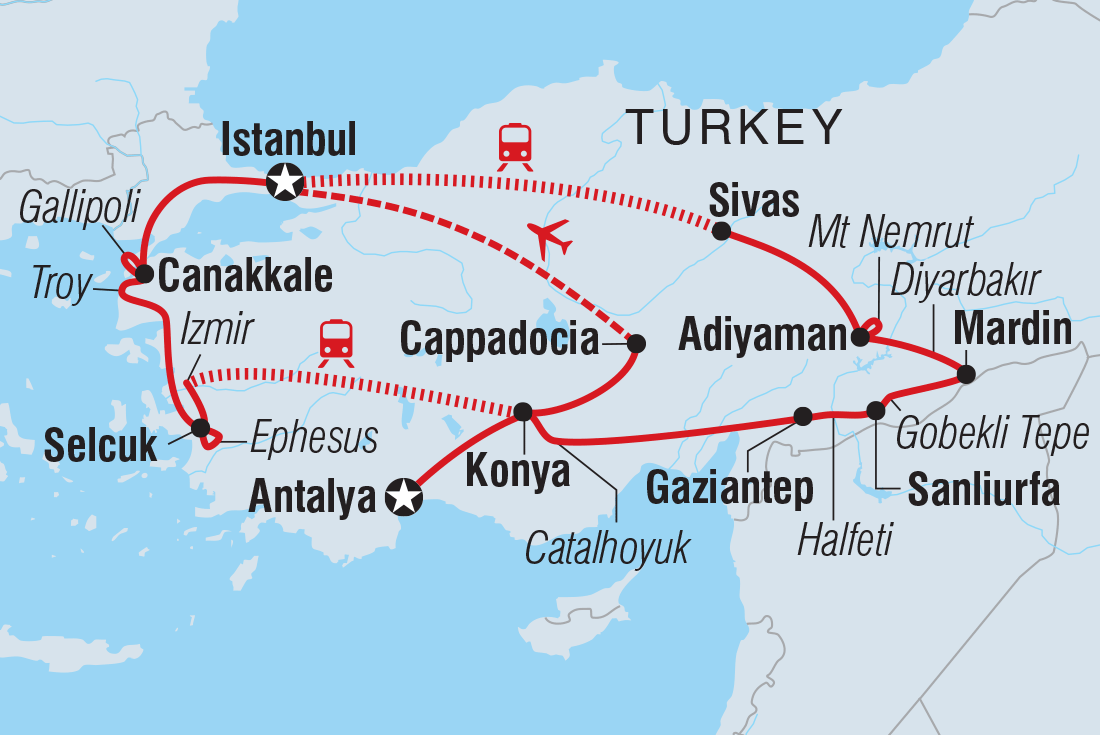 Map of Turkey Adventure including Turkey