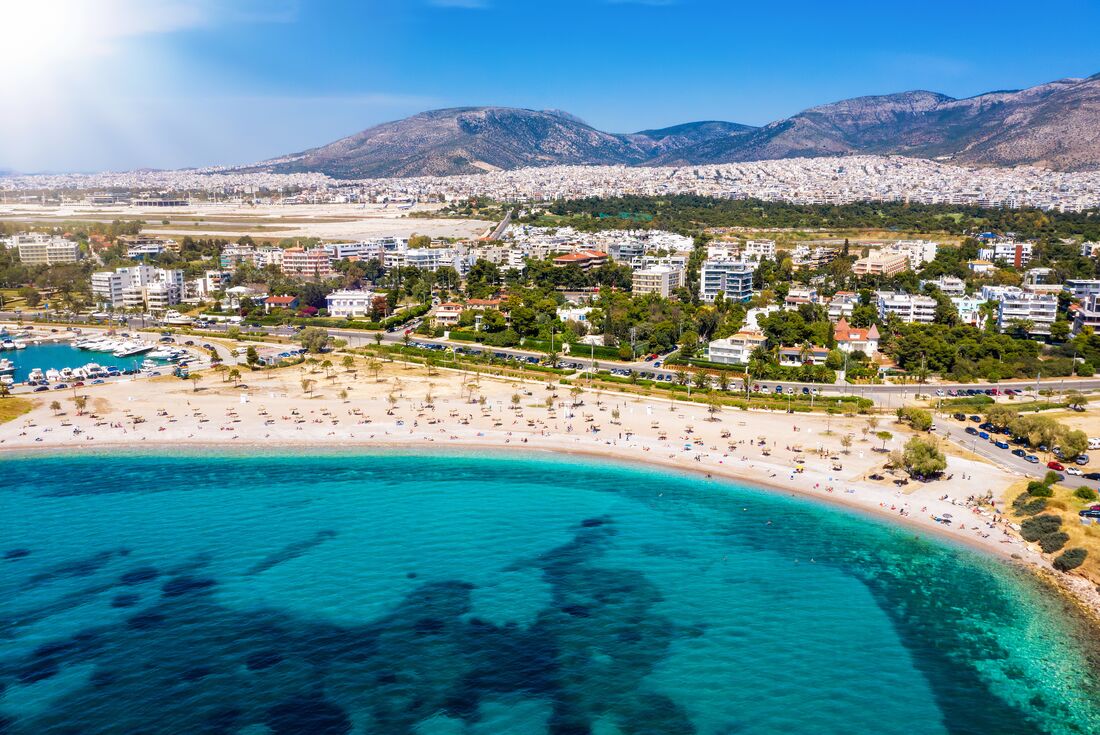 Gylfada town and beach in the Athens Riviera