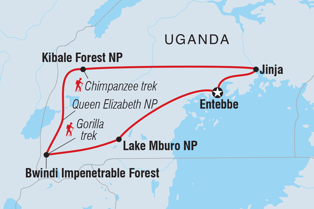 Map of Essential Uganda And Gorilla Trek including Uganda