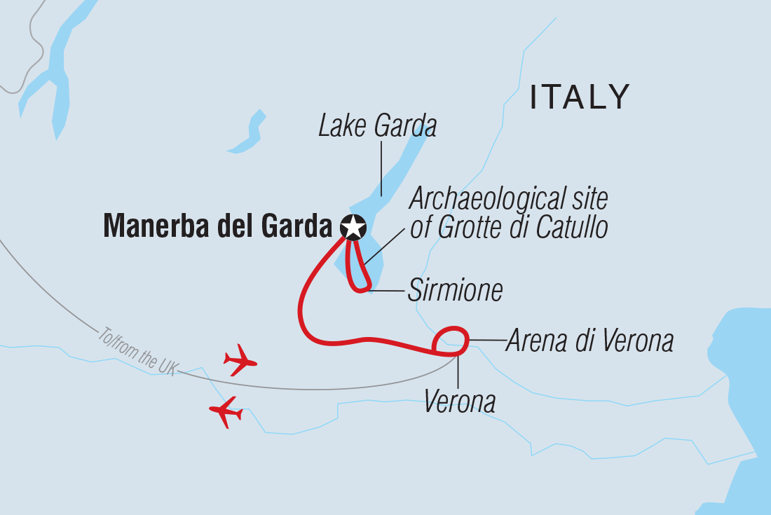 Map of Italy: Lake Garda including Italy