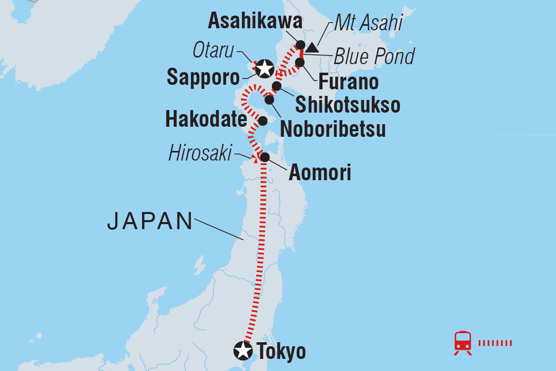 Map of Northern Japan & Hokkaido Adventure including Japan