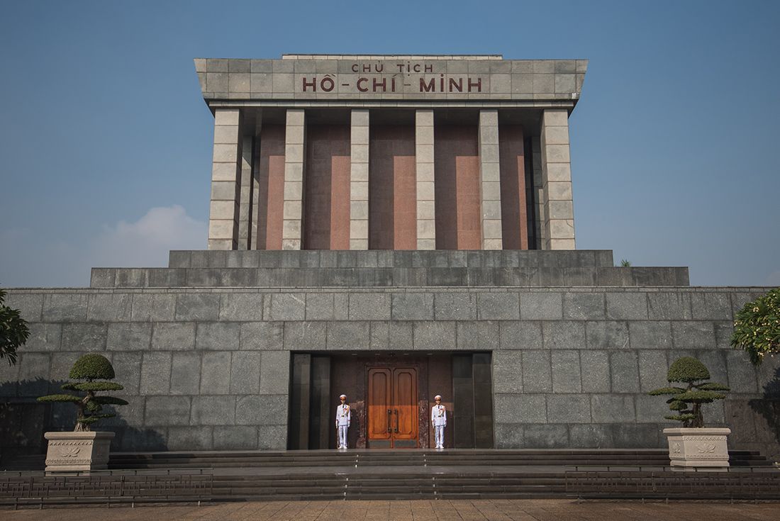 See the Ho Chi Minh mausoleum in Hanoi