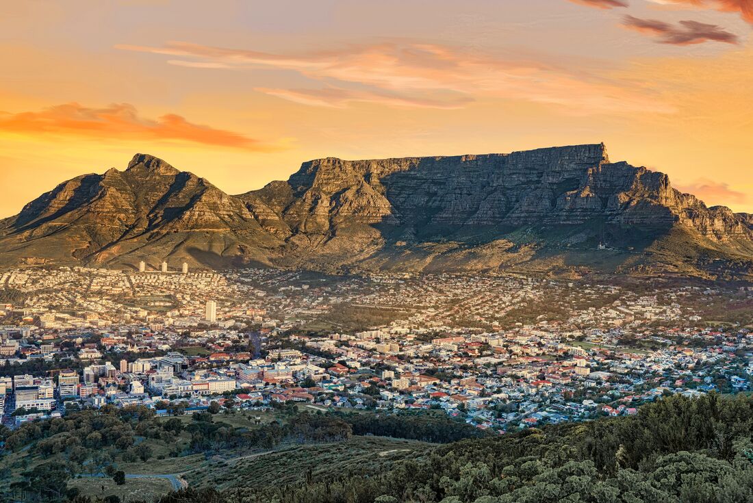 View of Cape Town from Signal Hill during sunset in South Africa