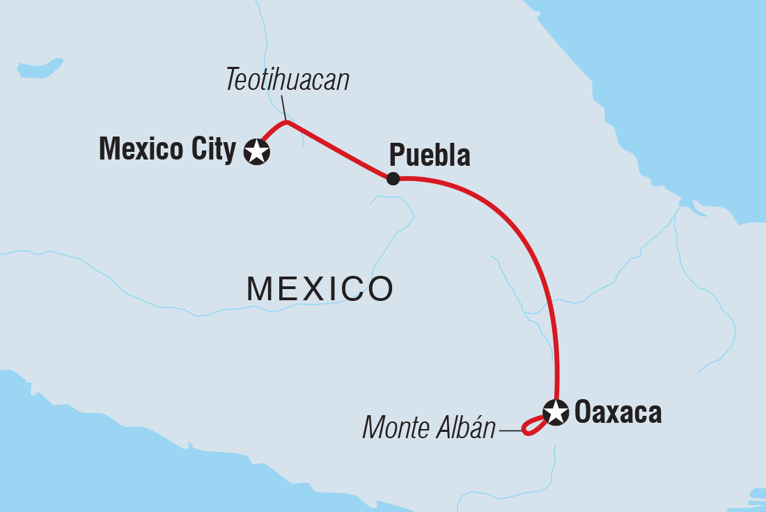 Map of Mexico City To Oaxaca including Mexico