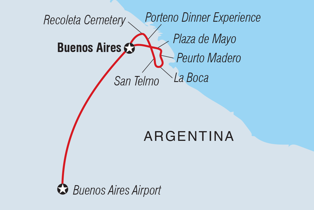 Map of Buenos Aires  Independent Short Break including Argentina