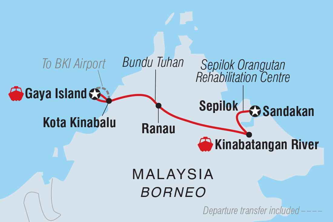 Map of Borneo Premium Family Holiday including Malaysia