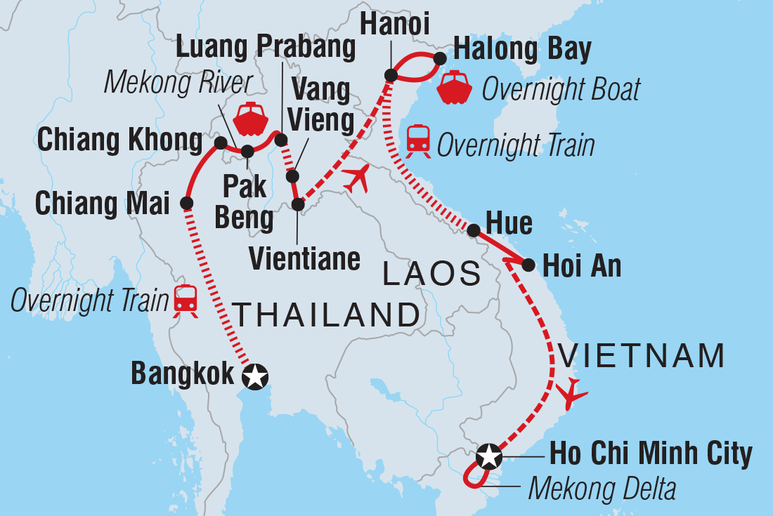 Map of South East Asia Uncovered including Lao Pdr, Thailand and Vietnam