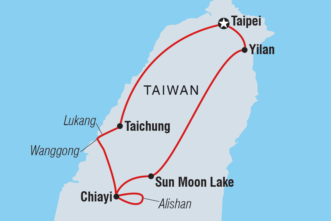 Map of Explore Taiwan including Taiwan, Republic Of China