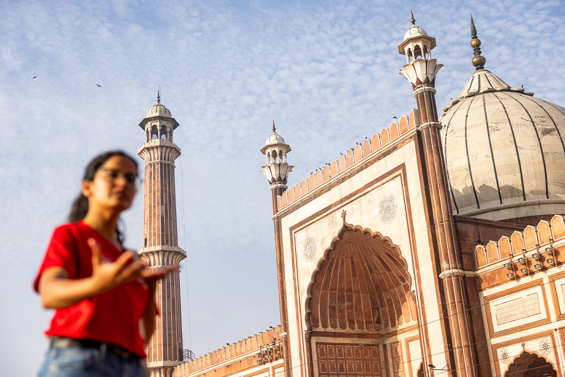 Touring around the Jama Masjid mosque in New Delhi with a local leader 