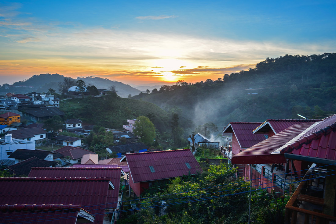 Beautiful view of doi mae salong mountain at chiang rai, Thailand