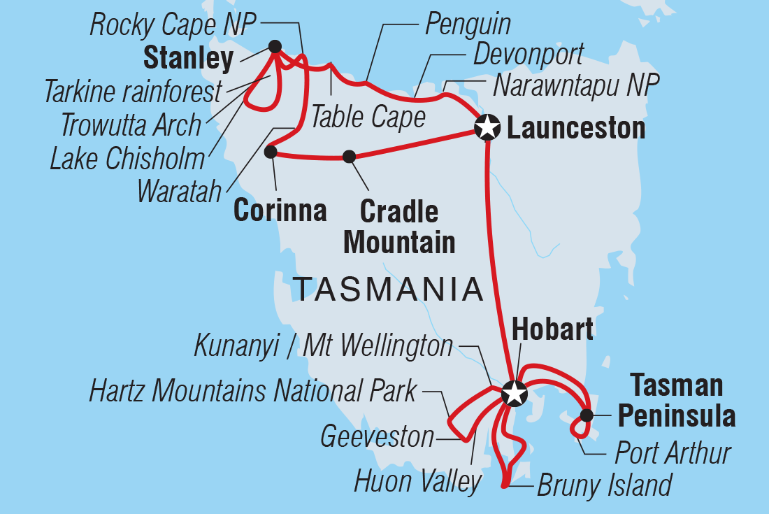 Map of Best Of Tasmania including Australia