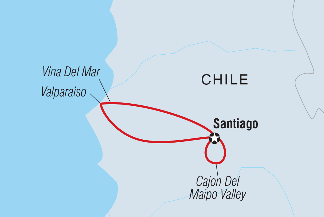 Map of Santiago Independent Short Break including Chile