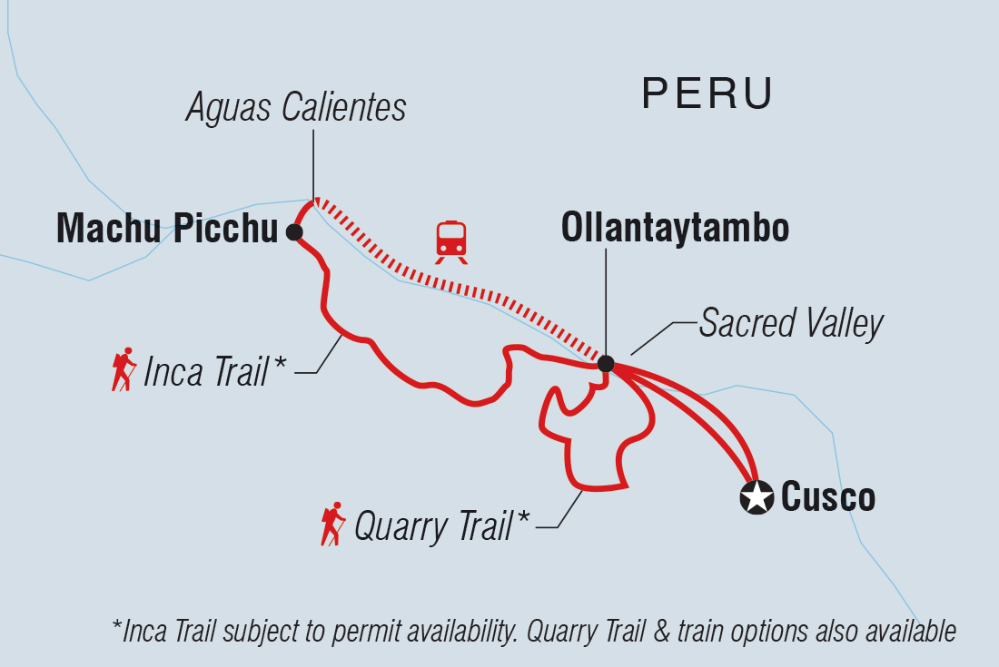 Map of Inca Trail Express including Peru