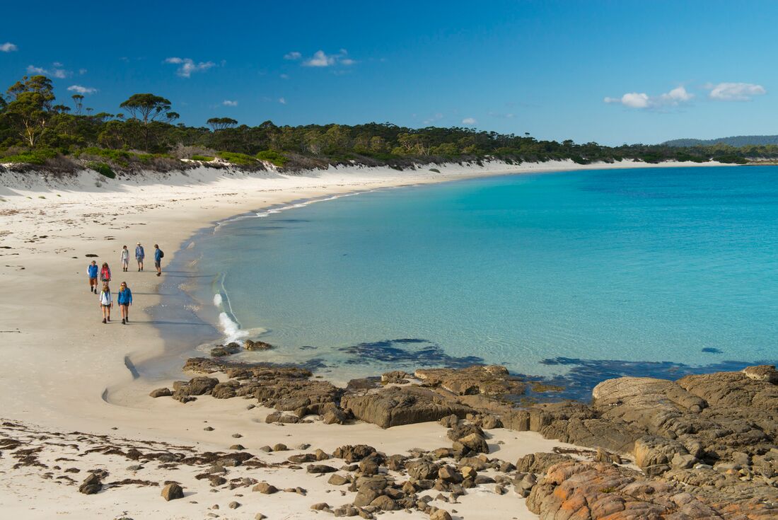 Touring the coast of Maria Island in Tasmania