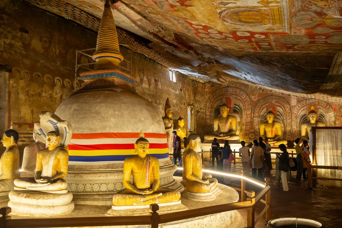 Inside the Dambulla cave temple, with Buddhist icons dating as far back as the 1st century BCE