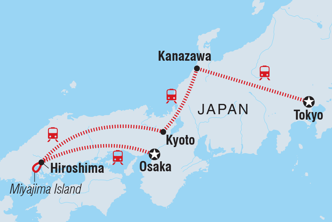 Map of Essential Japan including Japan