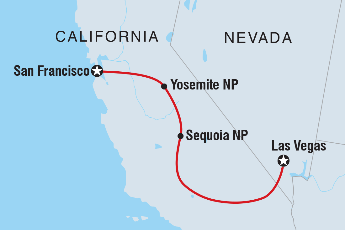 Map of Best Of California's National Parks including United States Of America