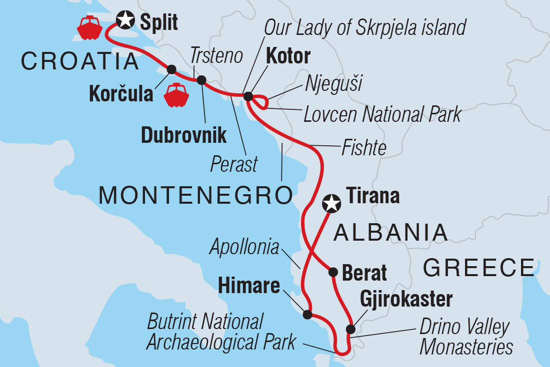 Map of Premium Croatia, Montenegro And Albania including Albania, Croatia and Montenegro