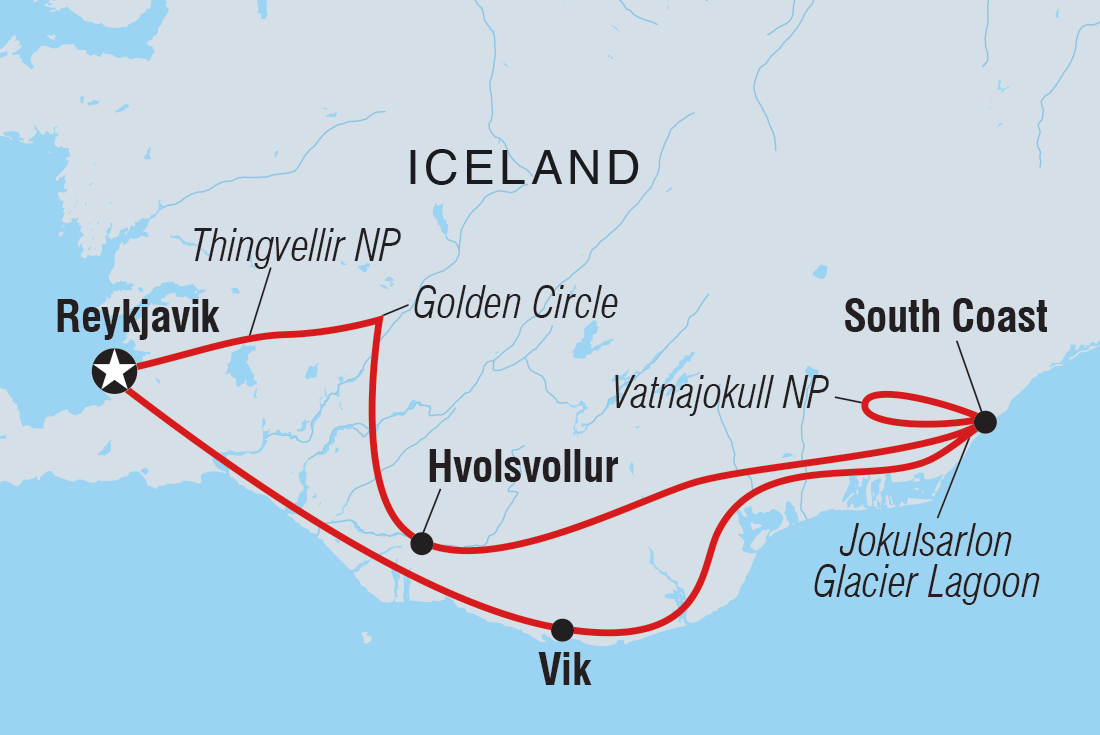 Map of Six Days In Iceland including Iceland