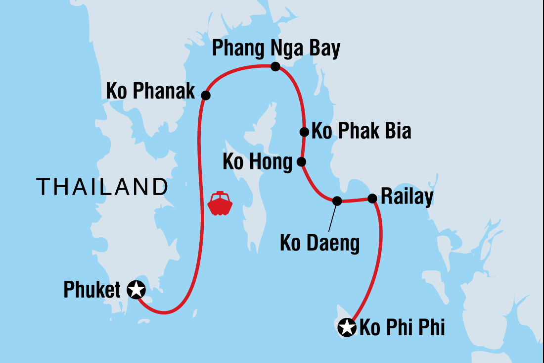 Map of Sail Phuket To Ko Phi Phi including Thailand
