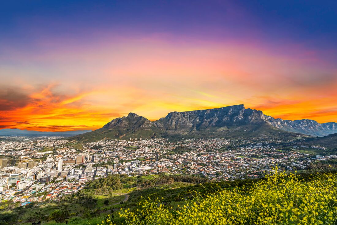 View of Cape Town from Signal Hill during sunset in South Africa