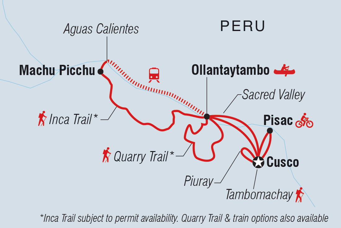 Map of Peru: Hike, Bike, Raft & SUP including Peru