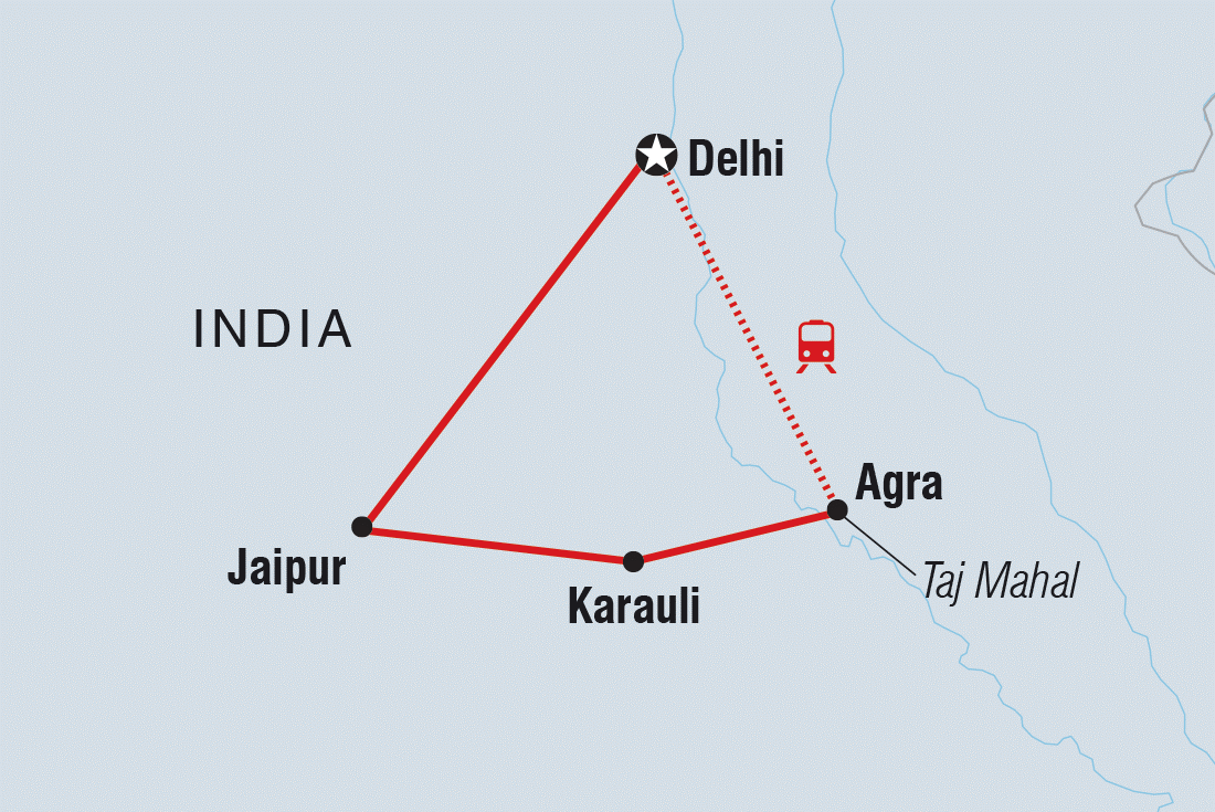 Map of India Golden Triangle Family Holiday Comfort including India