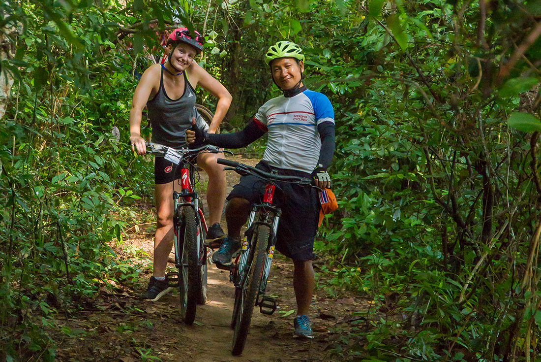 Taking a break with the group leader in Thailand