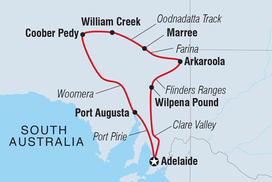Map of South Australia Outback Adventure including Australia