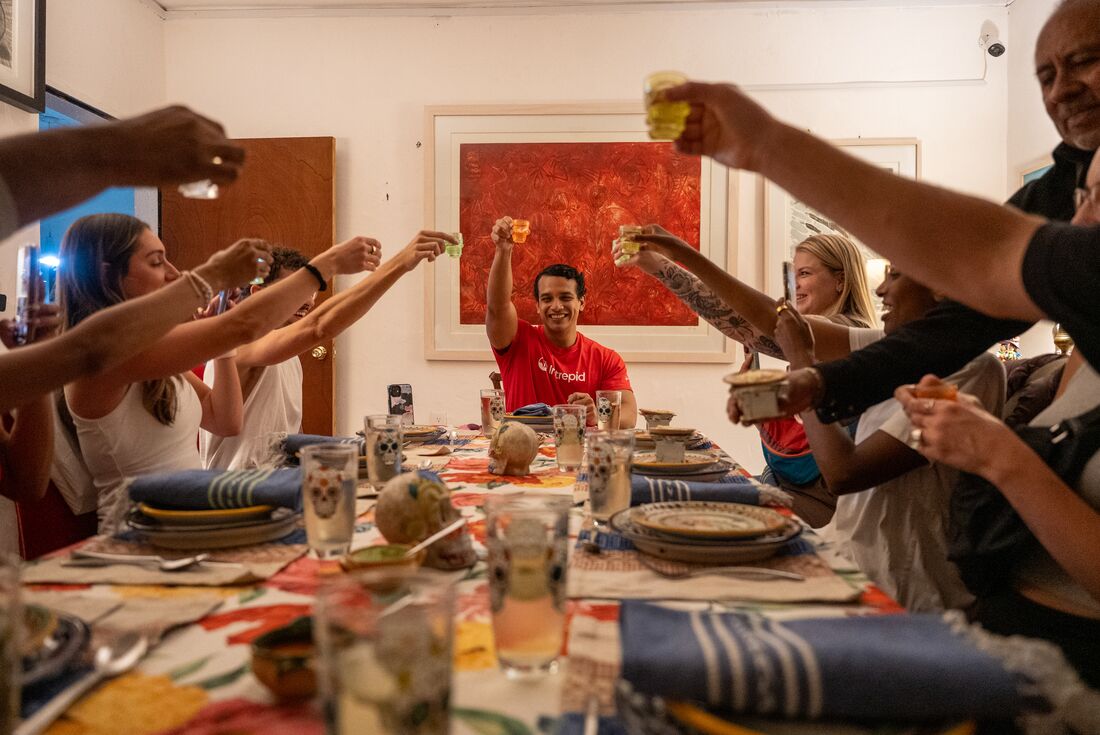 Gather together for a big group dinner in Oaxaca
