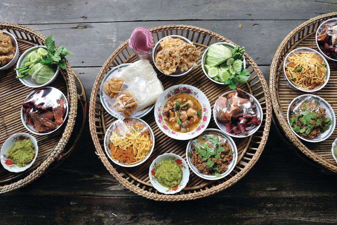 A traditional Chiang Mai meal called a Khantoke, found in Thailand