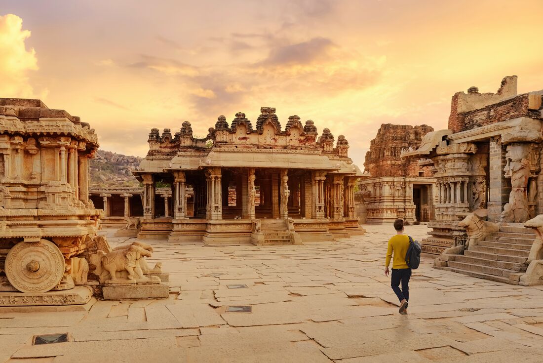 Exploring Vittala temple, one of the ancient temples around Hampi in southern India
