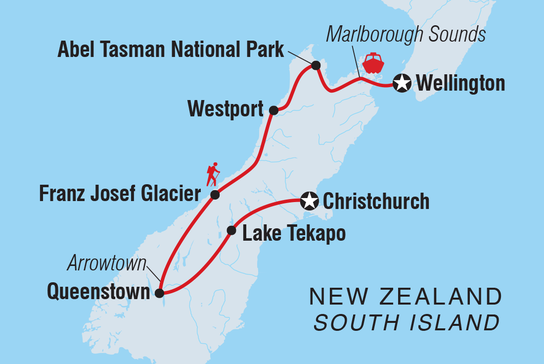 Map of Essential New Zealand: South Island including New Zealand