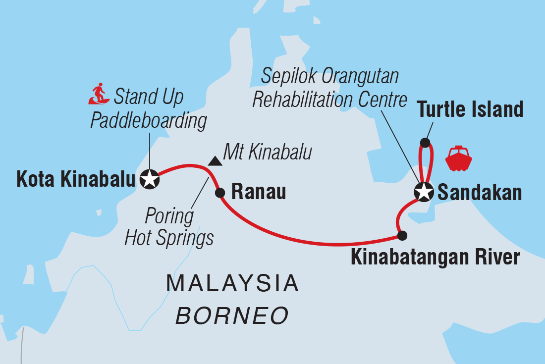 Map of Borneo Family Holiday including Malaysia